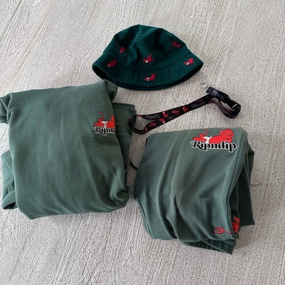 ripndip devil baby hoodie olive green xl - Picture 5 of 5